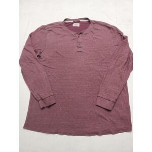 Marine Layer Shirt Mens 2XL Red Long Sleeve Henley Viscose Soft Knit Casual Prep
